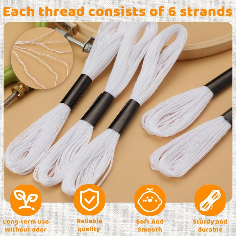 Dercuy Black and White Series Embroidery Thread, Embroidery Cross Floss, Embroidery Thread Floss Set Including Plastic Floss Bobbins, Needle Threader, Hand Sewing Needle for Embroidery - Image 3